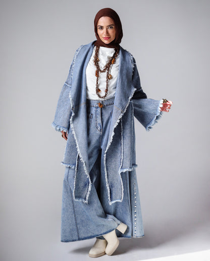 BOHO DENIM JACKET -LIGHT BLUE