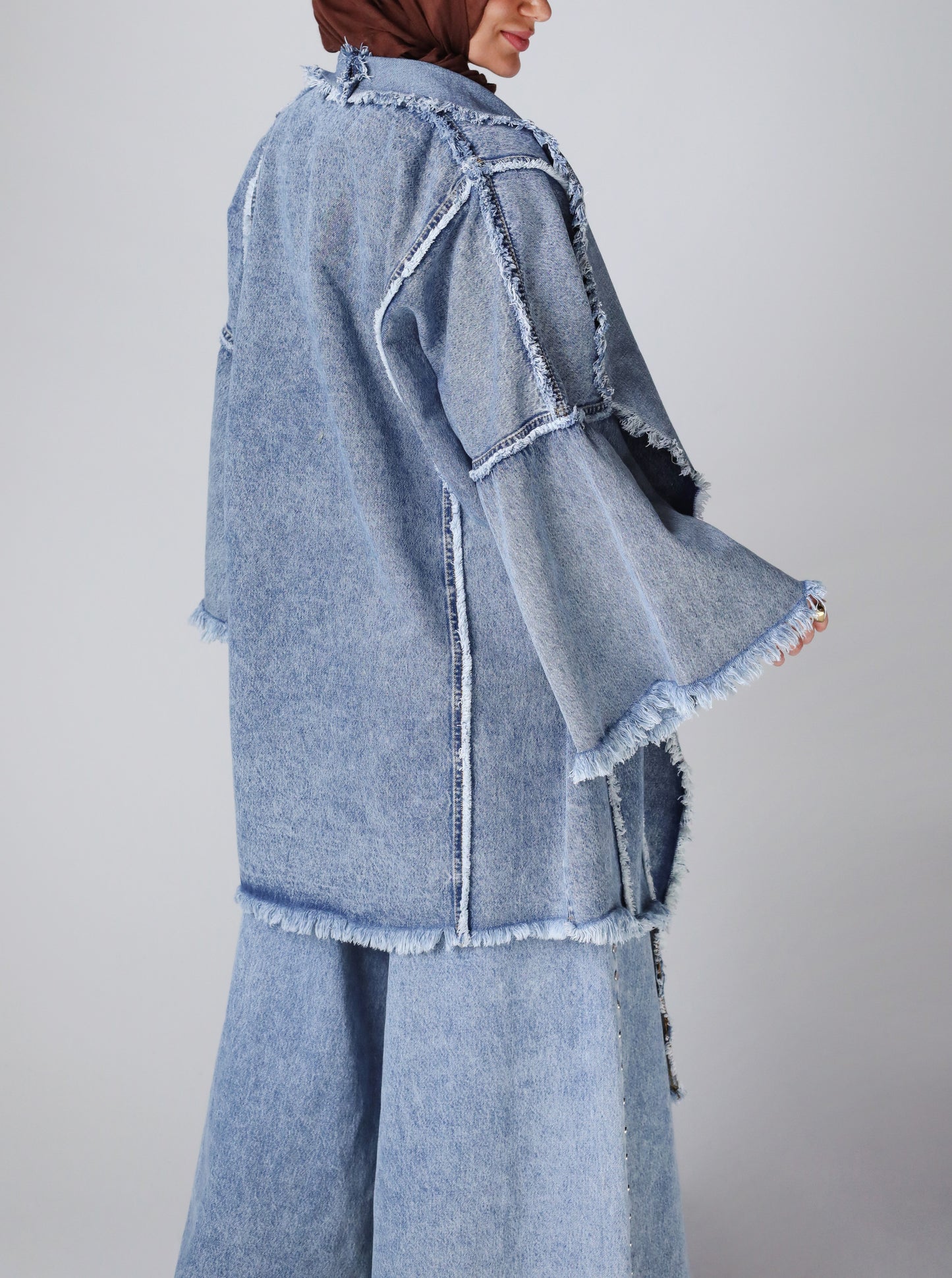 BOHO DENIM JACKET -LIGHT BLUE