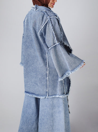 BOHO DENIM JACKET -LIGHT BLUE