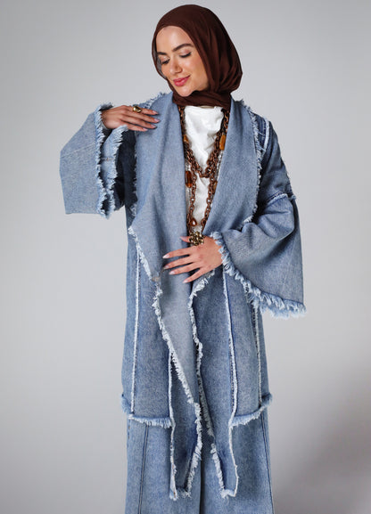 BOHO DENIM JACKET -LIGHT BLUE
