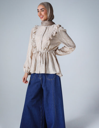 RUFFLE BLOUSE - BEIGE