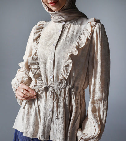 RUFFLE BLOUSE - BEIGE
