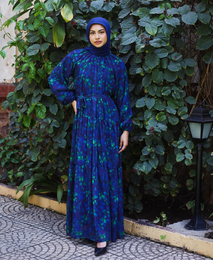MIXED FULLY LINED CHIFFON DRESS