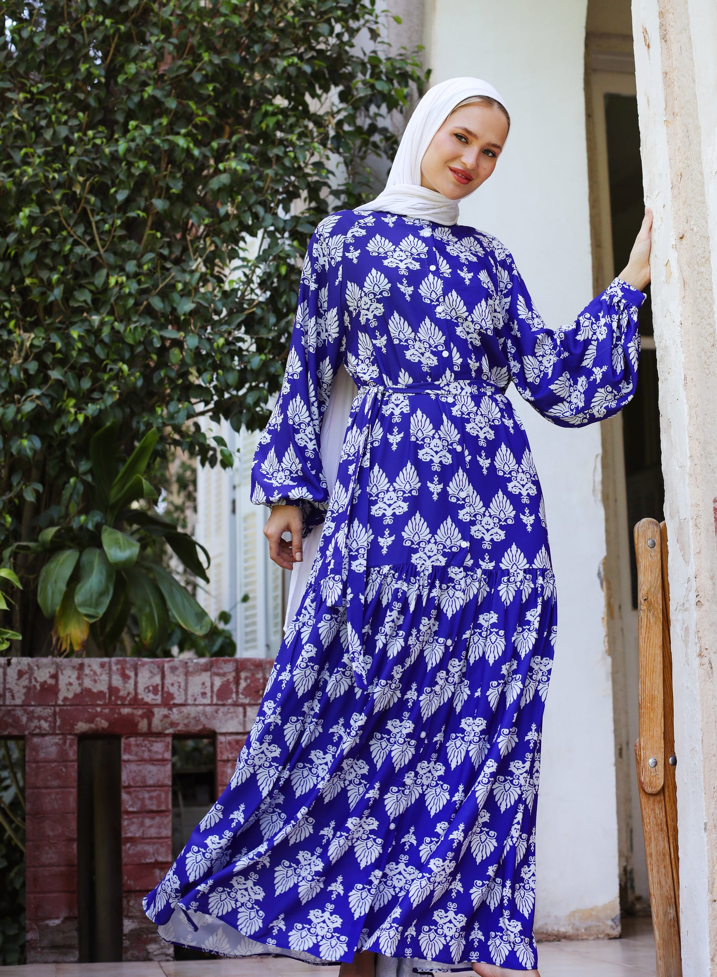 MAXI PRINTED CREPE DRESS