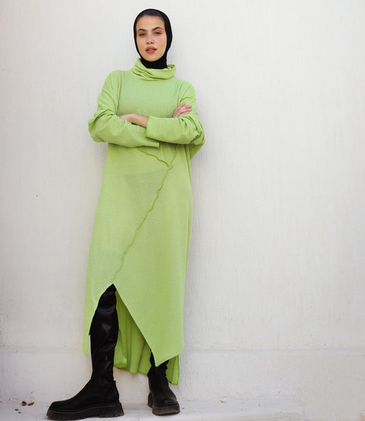 OVERSIZE ASYMMETRIC DRESS-APPLE GREEN