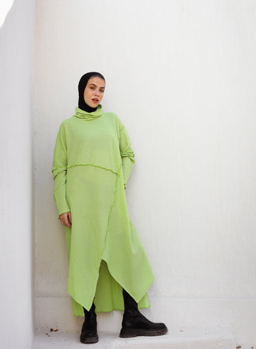 OVERSIZE ASYMMETRIC DRESS-APPLE GREEN