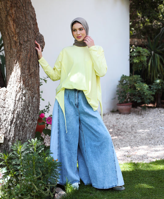 OVERSIZE COTTON SHIRT-YELLOW