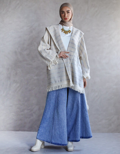 STRIPPED PURE LINEN KIMONO