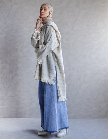 STRIPPED PURE LINEN KIMONO