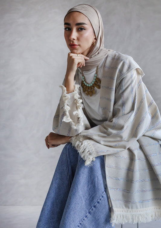 STRIPPED PURE LINEN KIMONO