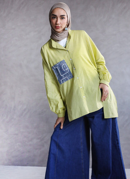 COTTON HIGH LOW SHIRT-YELLOW