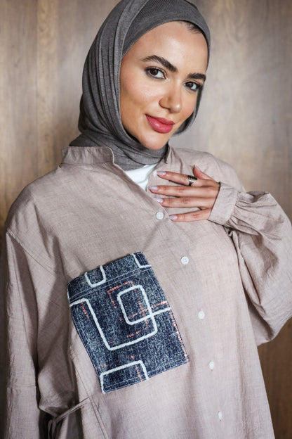 COTTON HIGH LOW SHIRT-MOCA