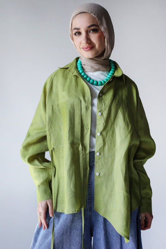 PURE LINEN SHIRT-KIWI