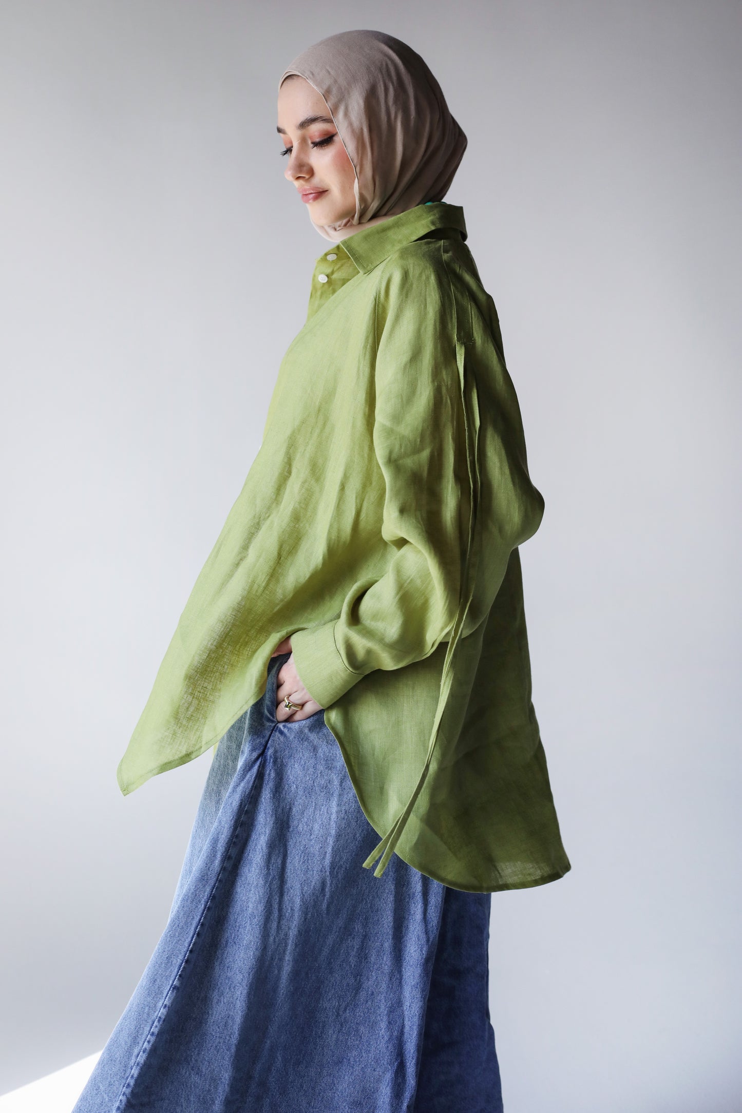 PURE LINEN SHIRT-KIWI