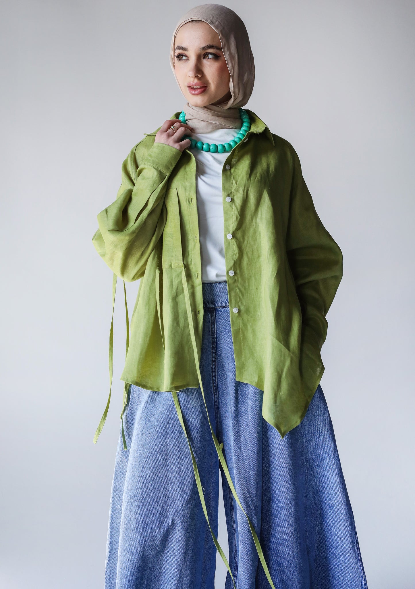 PURE LINEN SHIRT-KIWI