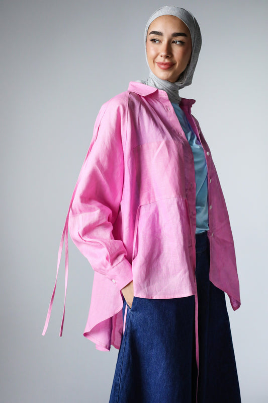 PURE LINEN SHIRT-PINK