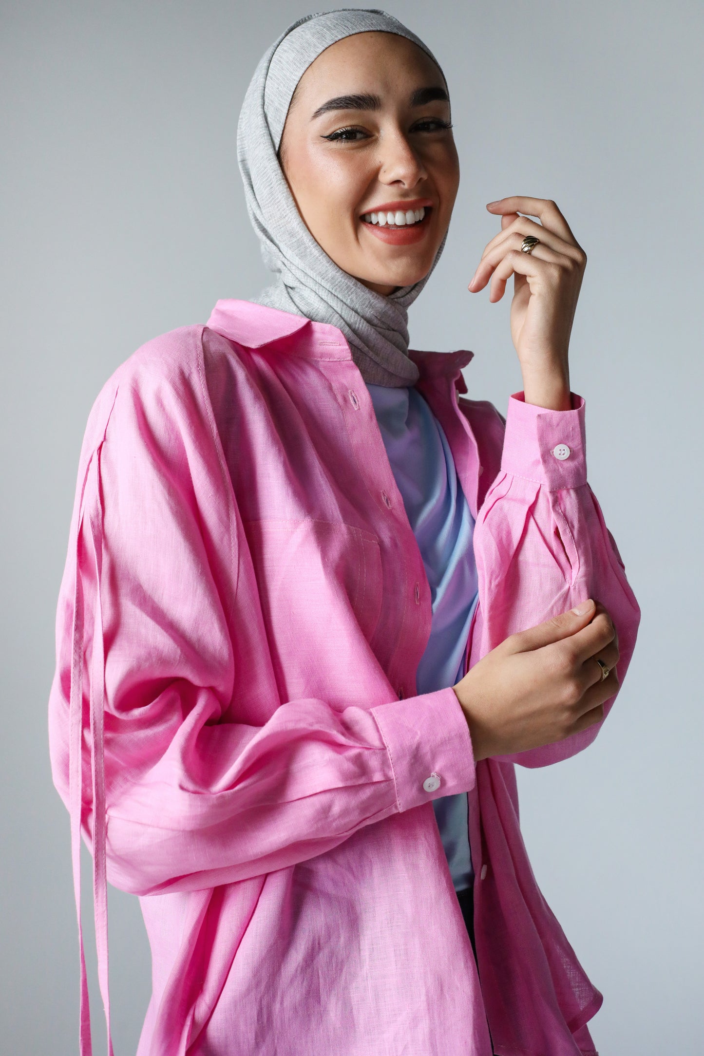 PURE LINEN SHIRT-PINK