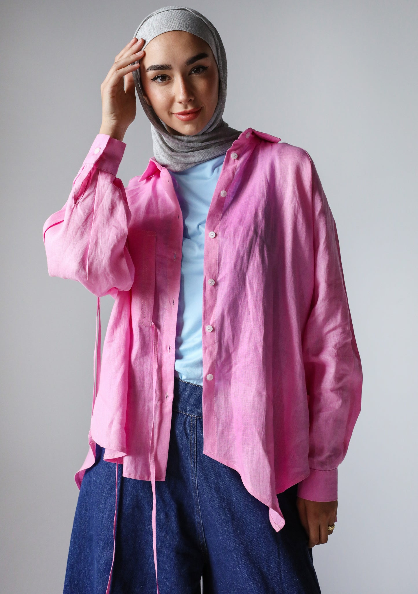 PURE LINEN SHIRT-PINK