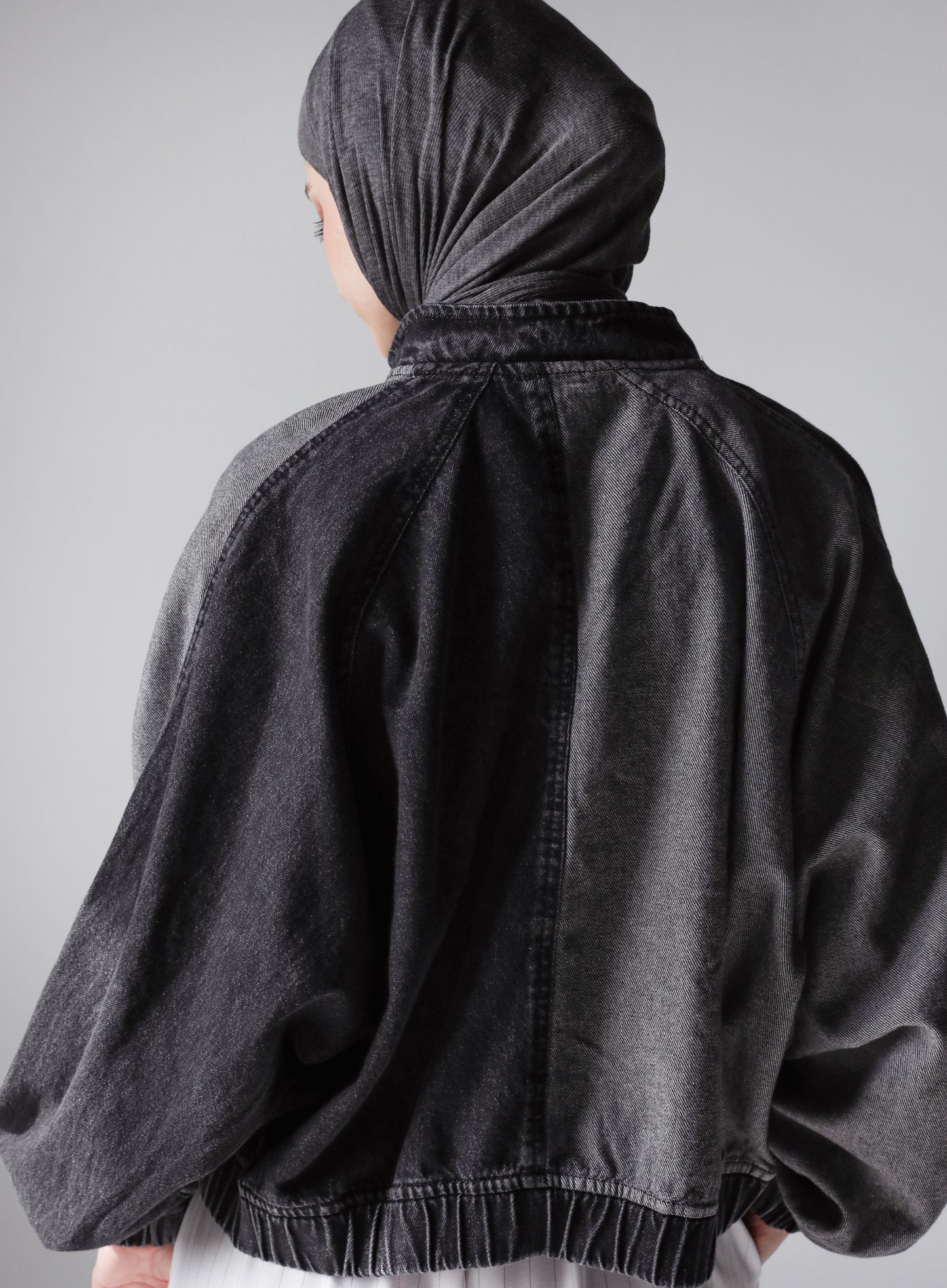 MIXED COMBINATION DENIM JACKET-BLACK
