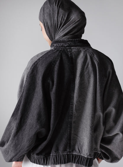 MIXED COMBINATION DENIM JACKET-BLACK