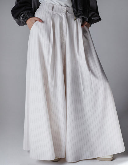 STRIPPED CLASSIC PANTS - WHITE