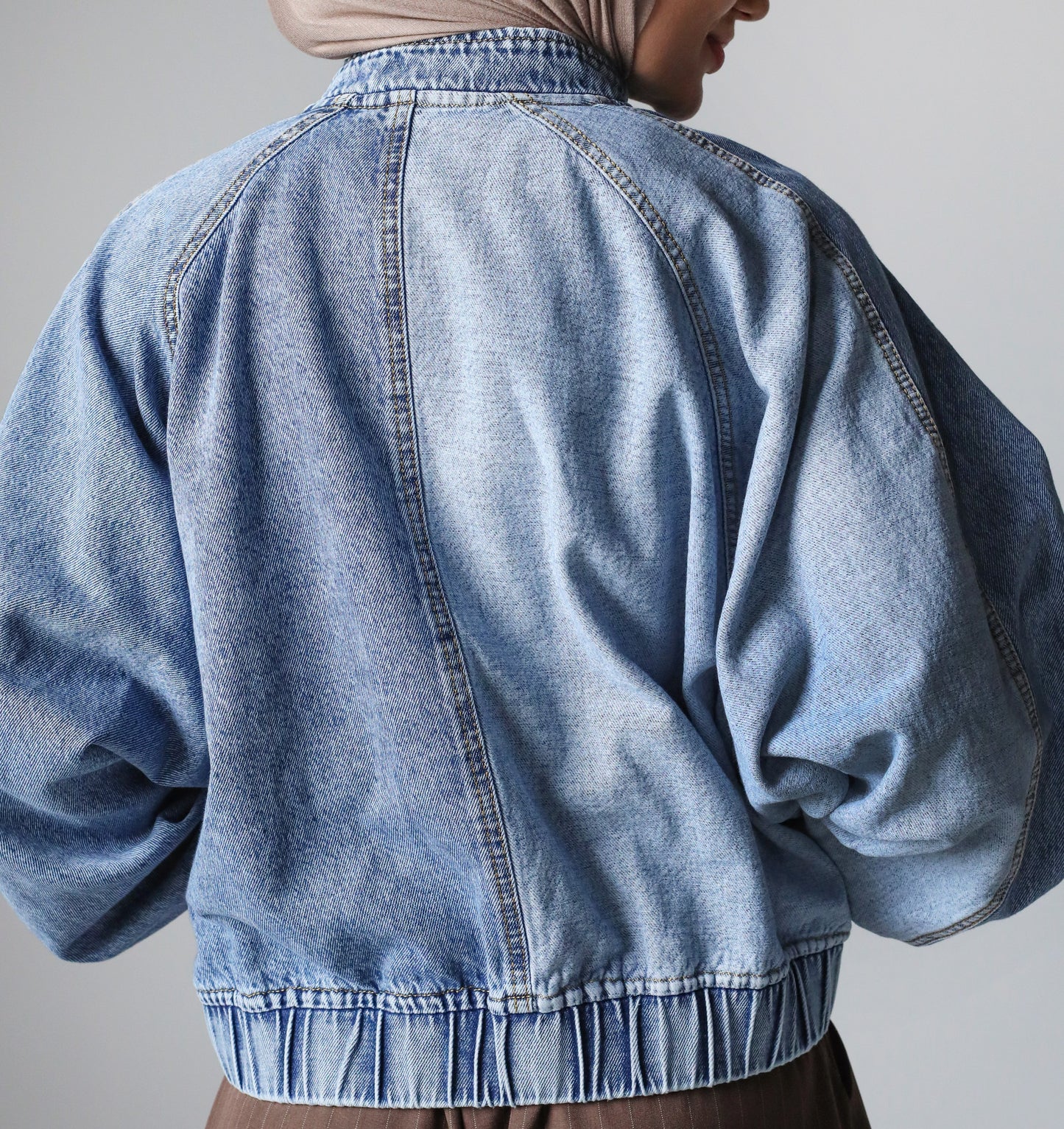MIXED COMBINATION DENIM JACKET-LIGHT BLUE
