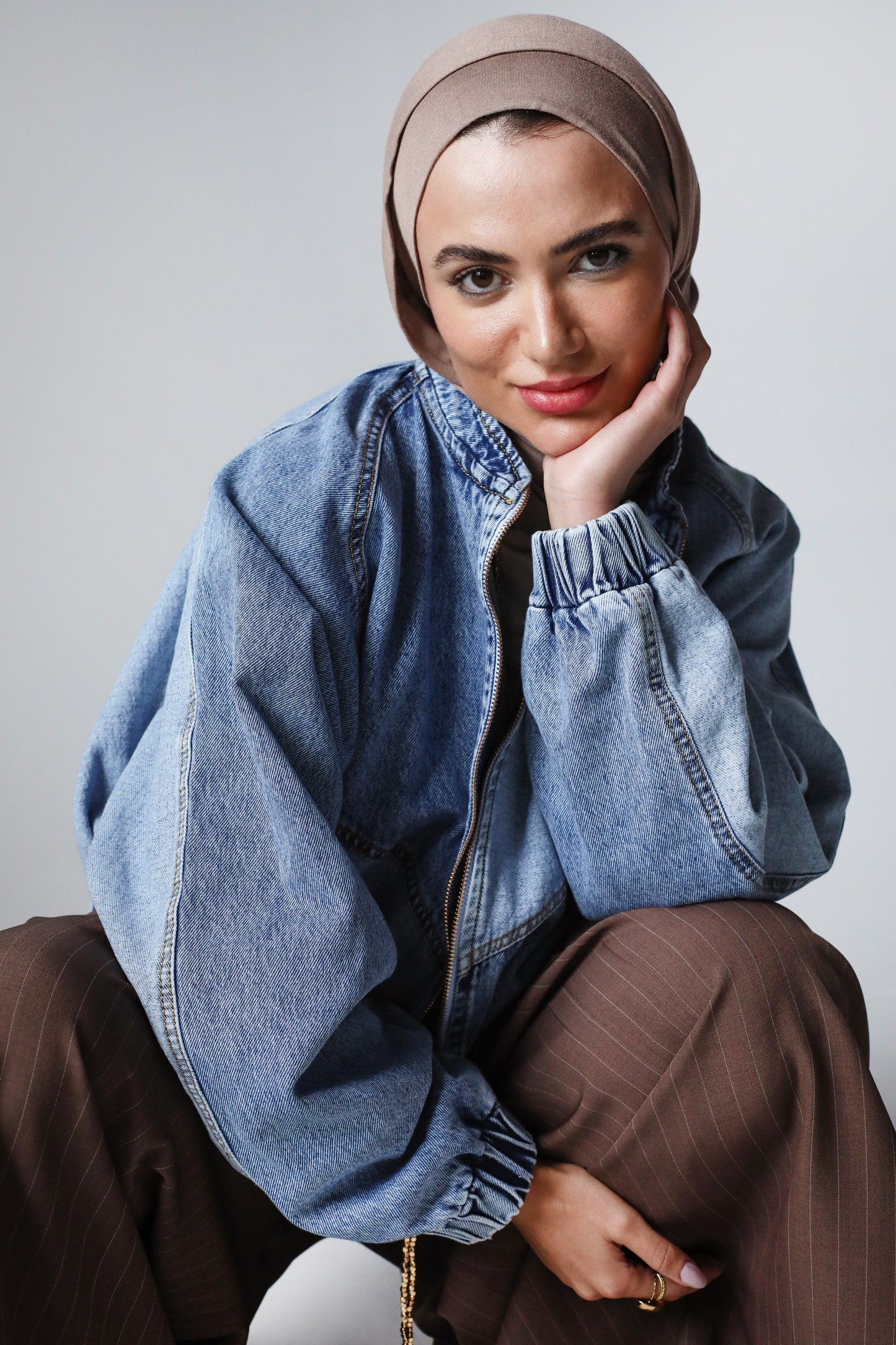 MIXED COMBINATION DENIM JACKET-LIGHT BLUE