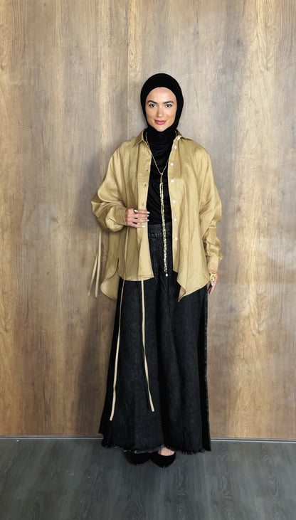 PURE LINEN SHIRT - CAFE