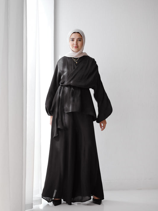 SATIN PANTS-BLACK