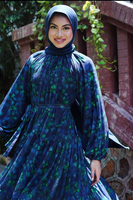 MIXED FULLY LINED CHIFFON DRESS
