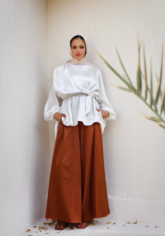 SATIN WIDE LEG PANTS