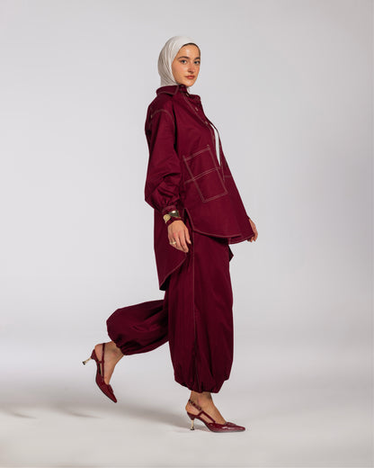 NASMA PANTS-BURGANDY