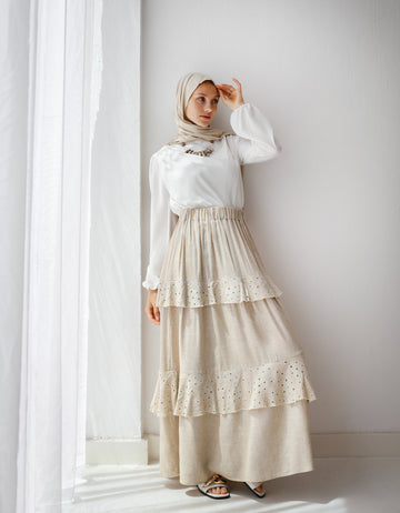 EMBROIDERED PURE LINEN SKIRT