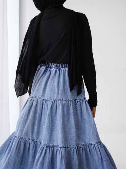 DENIM SKIRT-LIGHT BLUE