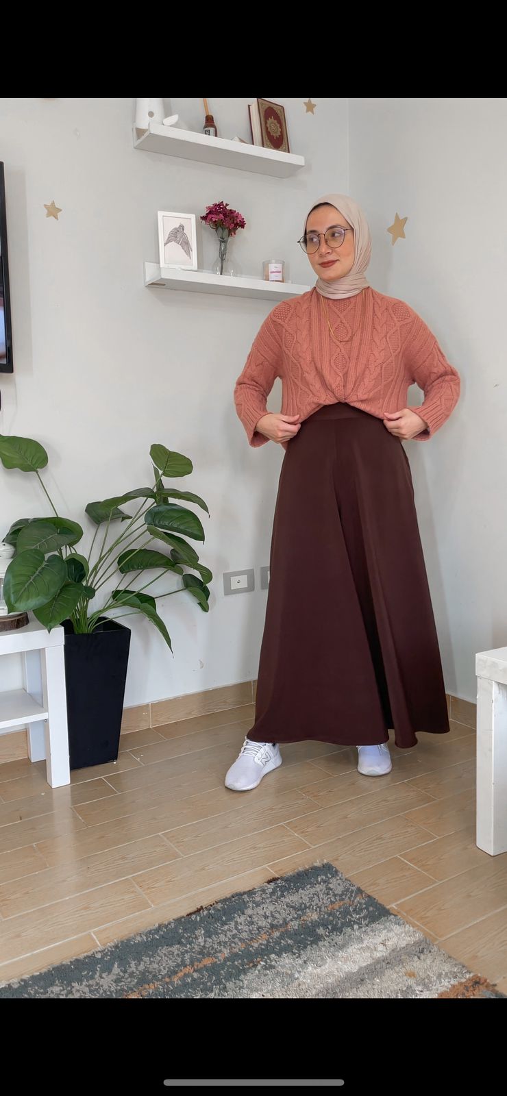 SUEDE CREPE WIDE LEG PANTS - BROWN