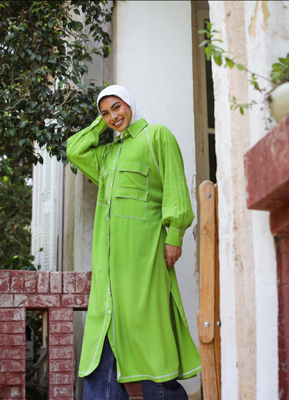 LONG COTTON SHIRT-GREEN