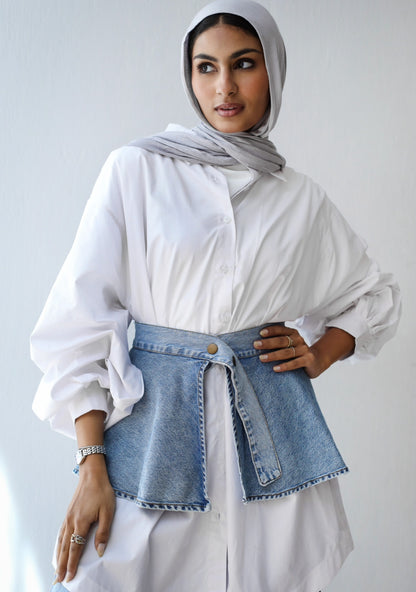 DENIM RUFFLE BELT