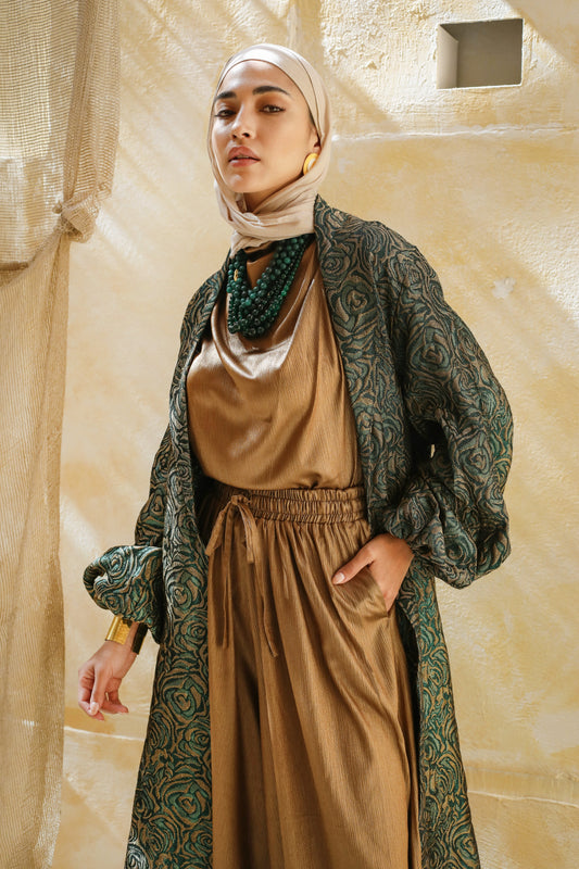 SATIN DRAPEH TOP - GOLD