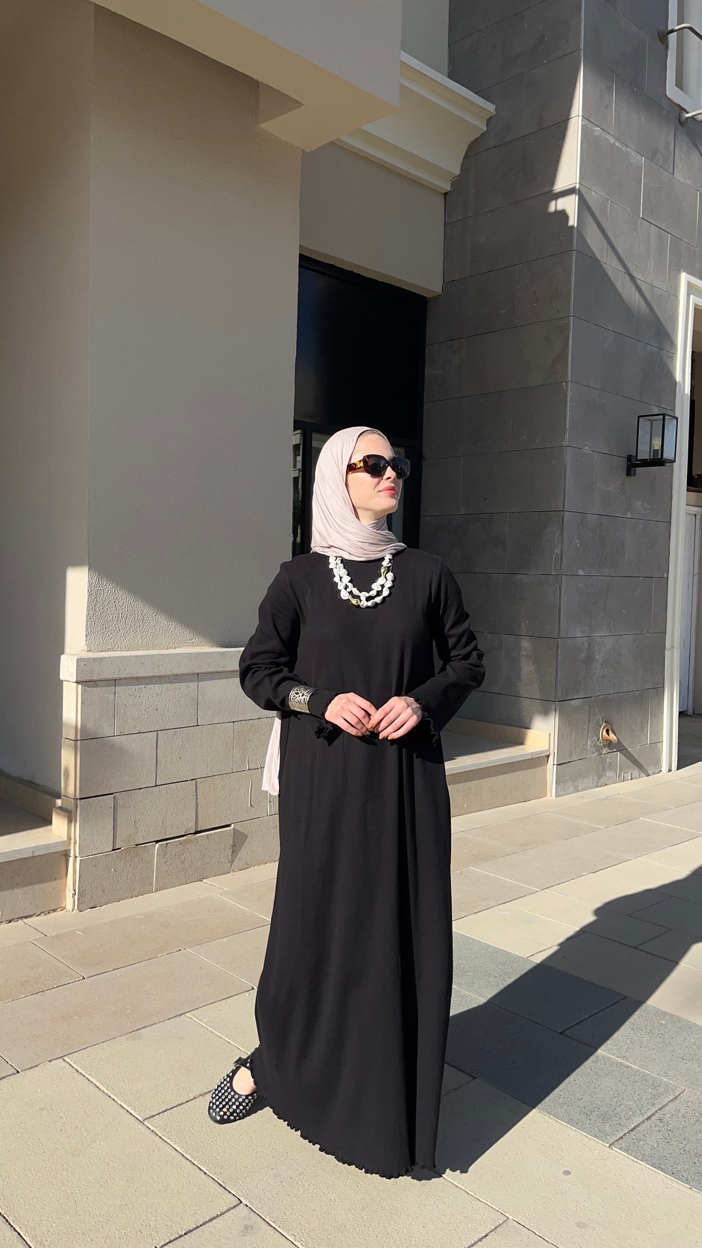 COTTON BASIC RIB DRESS-BLACK