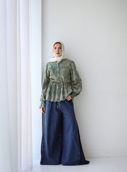 EMBROIDERED BLOUSE-OLIVE