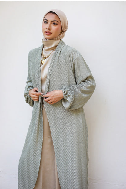 PELESSE SATIN KIMONO-MINT GREEN