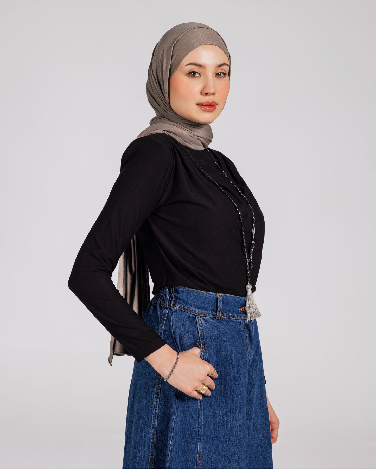 SHOULDER PADDED DRAPED TOP-BLACK