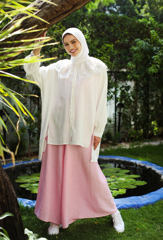 EMBROIDERED COLLAR SHIRT-WHITE