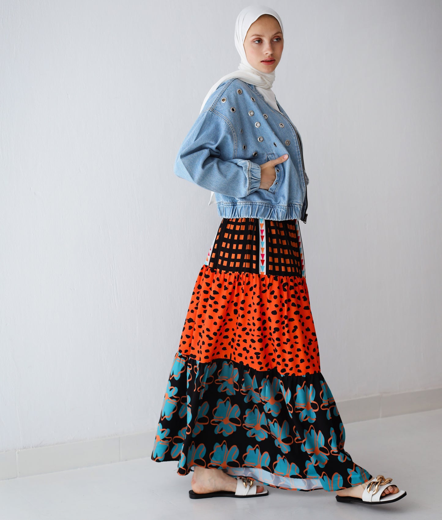 MIXED PRINTED BOHO SKIRT