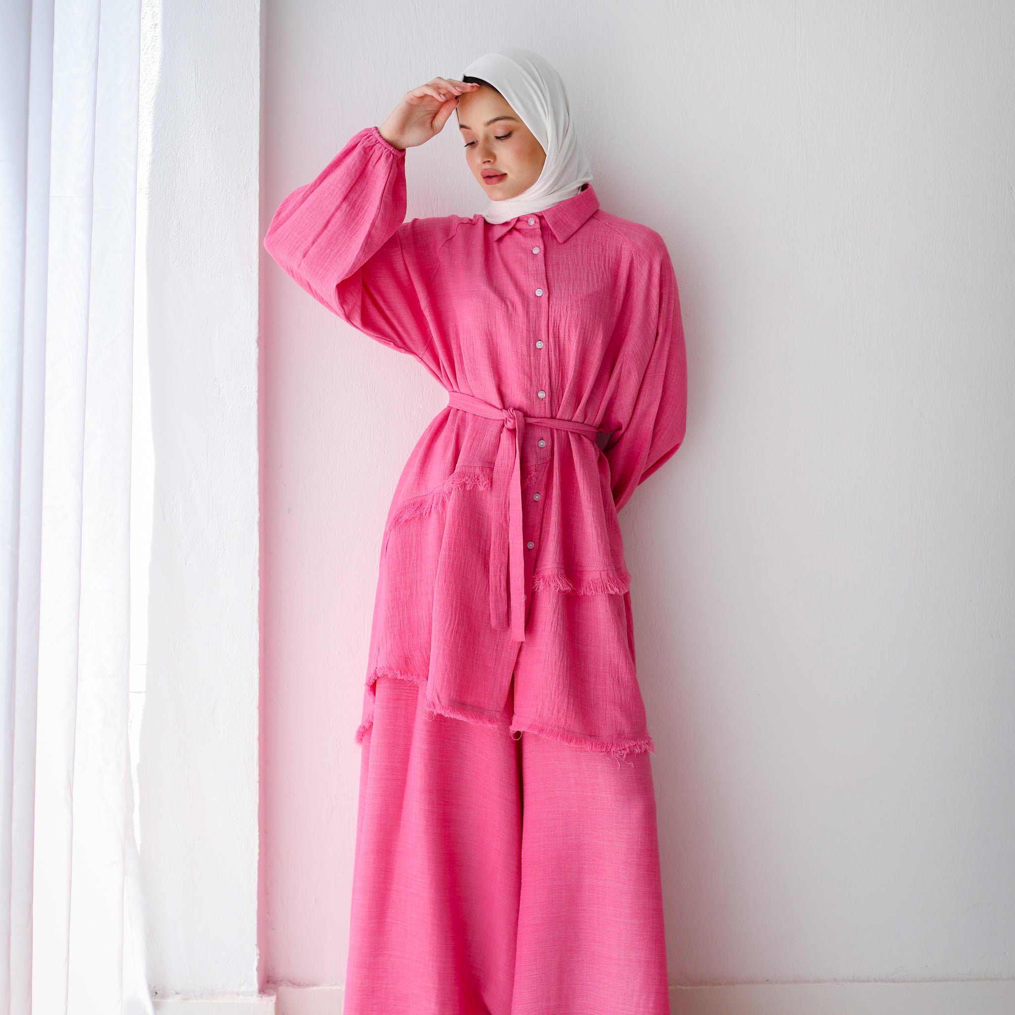 LINEN PLAIN SET-PINK