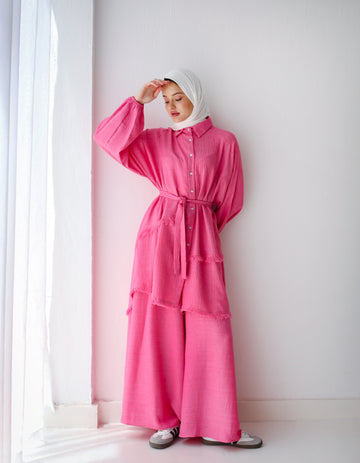 LINEN PLAIN SET-PINK