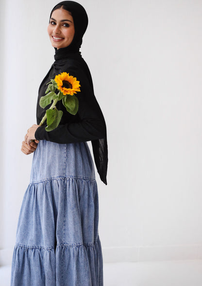 DENIM SKIRT-LIGHT BLUE