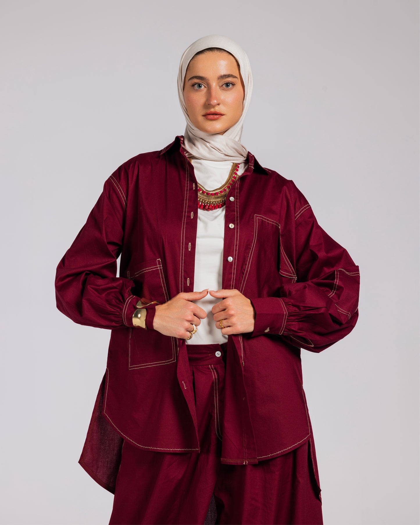 NASMA SHIRT-BURGANDY