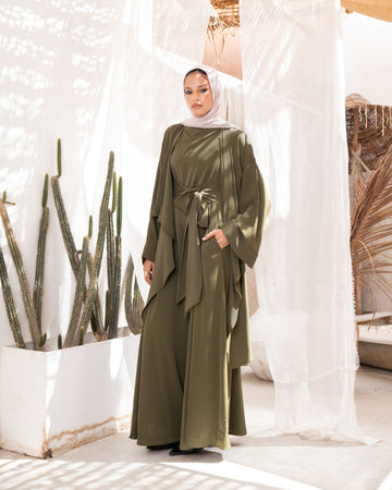 SOFT CREPE JUMPSUIT SET-OLIVE