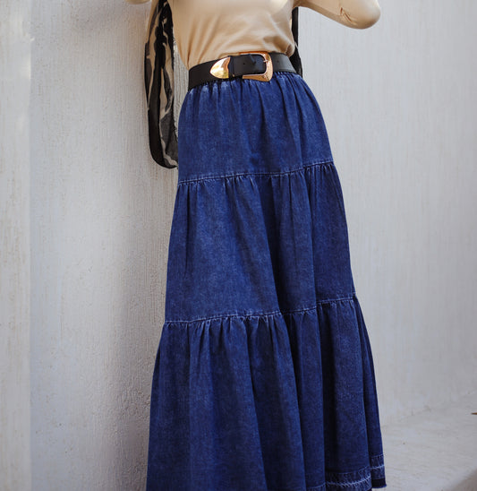 DENIM RUFFLE SKIRT